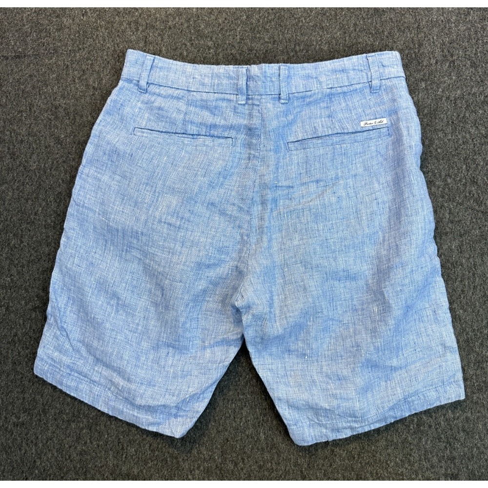 Porter & Ash 100% Linen Heather Blue 9" Inseam Shorts Men's Size 29 Casual Beach - Picture 8 of 16